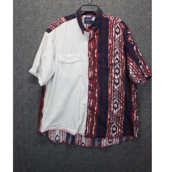 VTG Wrangler Western Shirt Cowboy Aztec Rodeo 17.5 (Large) X-Long Tails - Picture 1 of 5